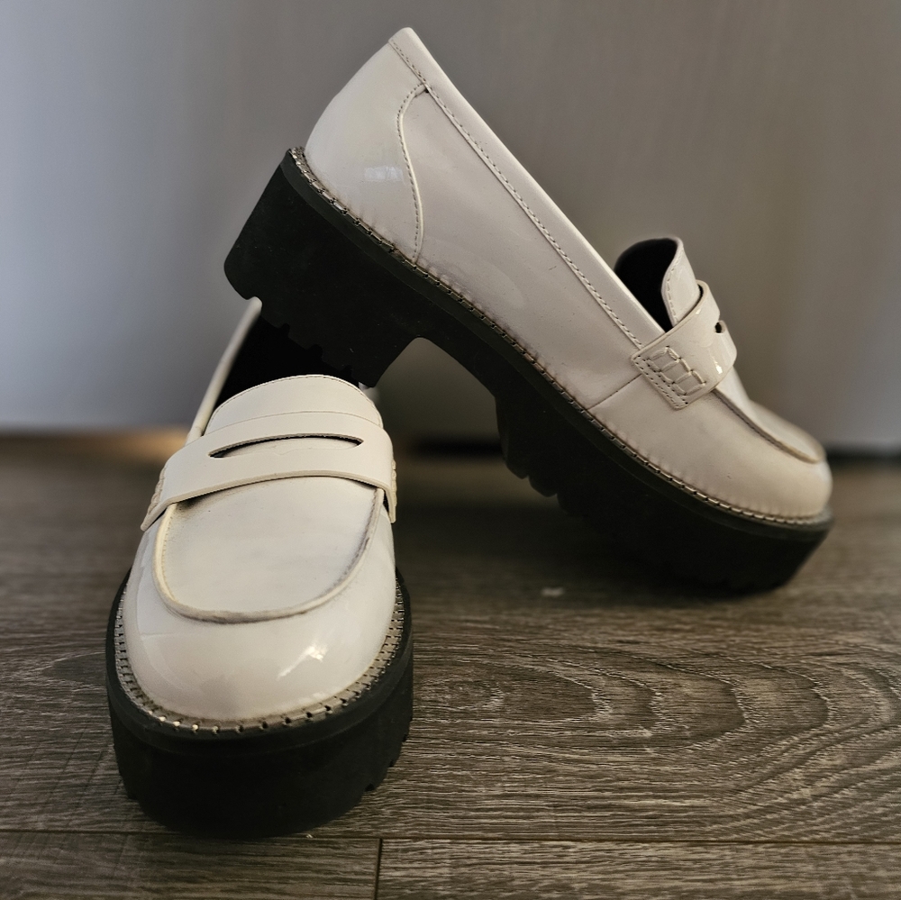 DKNY Patent Leather Platform Loafers